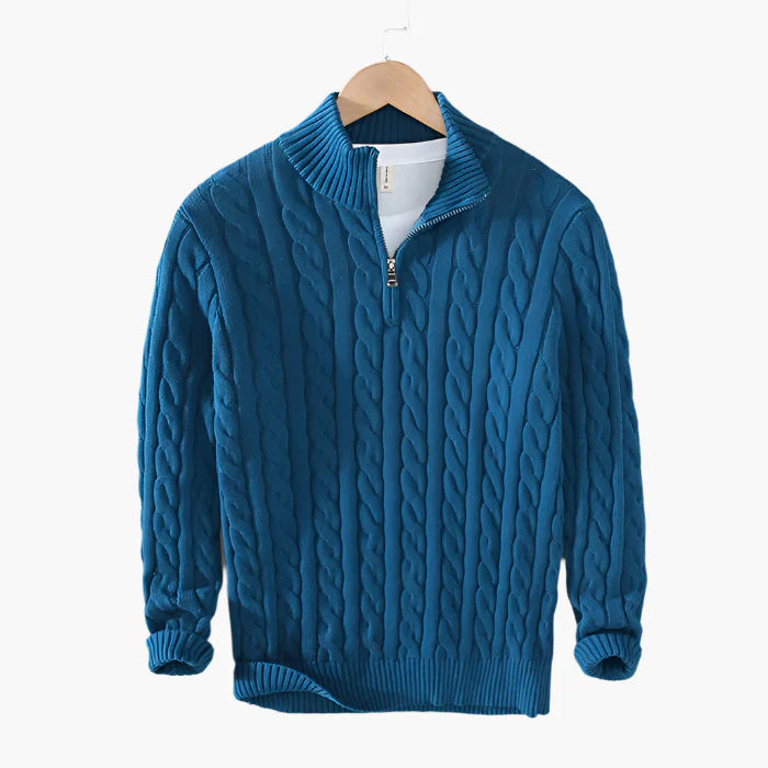 Men's Classic Cable Knit Quarter-Zip Sweater – Versatile Everyday Style