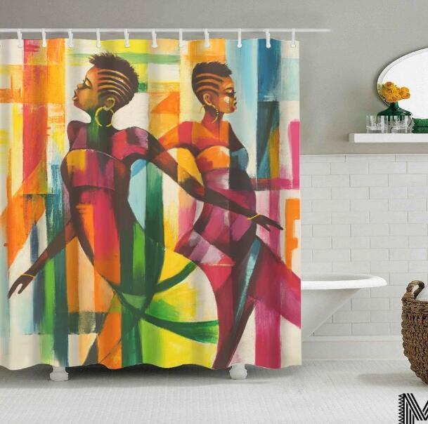 Iris – Douchegordijn met Graffiti Kunst van een Afrikaanse Meisje