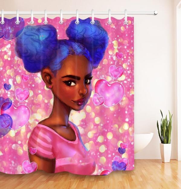Iris – Douchegordijn met Graffiti Kunst van een Afrikaanse Meisje