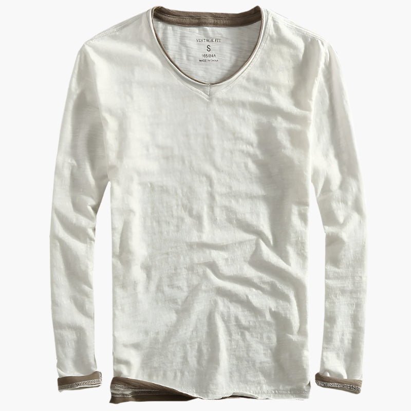 Men's Long Sleeve V-Neck Layered Illusion Smart-Casual Shirt