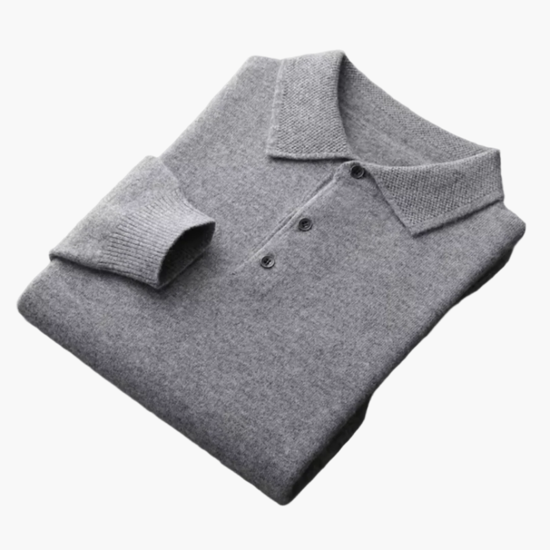 Men's Classic Long-Sleeve Polo Sweater – Timeless Business & Casual Style
