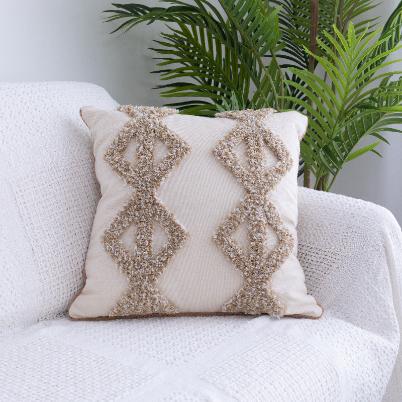 Solace – Tufted Throw Pillow met Marokkaanse Franje