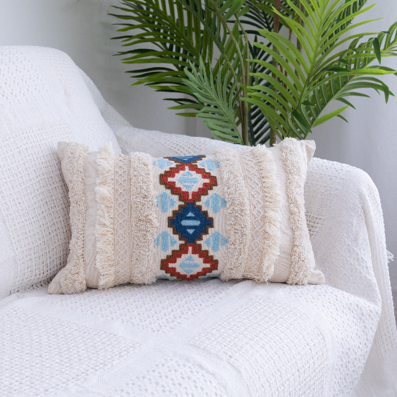 Solace – Tufted Throw Pillow met Marokkaanse Franje