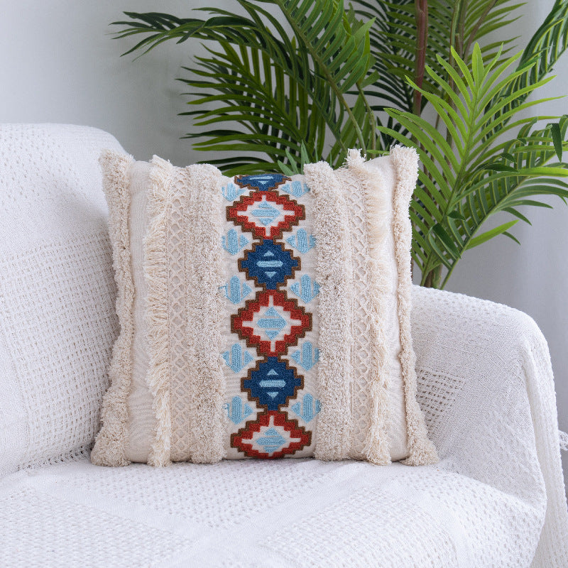 Solace – Tufted Throw Pillow met Marokkaanse Franje