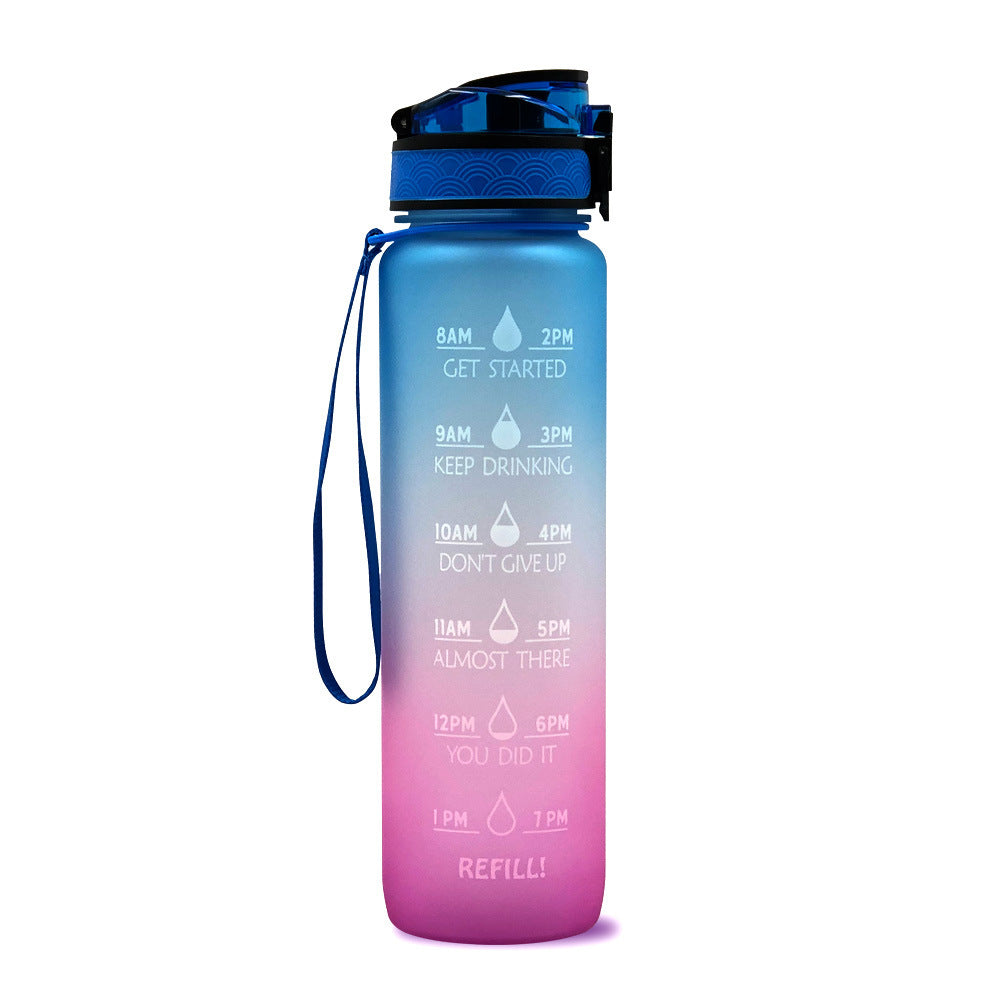 1L Motiverende Drinkfles met Tijdmarkeringen – Lekvrije BPA-vrije Tritan Sportfles – Kleurovergang Design