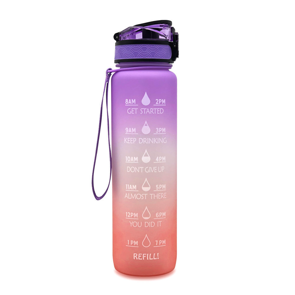 1L Motiverende Drinkfles met Tijdmarkeringen – Lekvrije BPA-vrije Tritan Sportfles – Kleurovergang Design