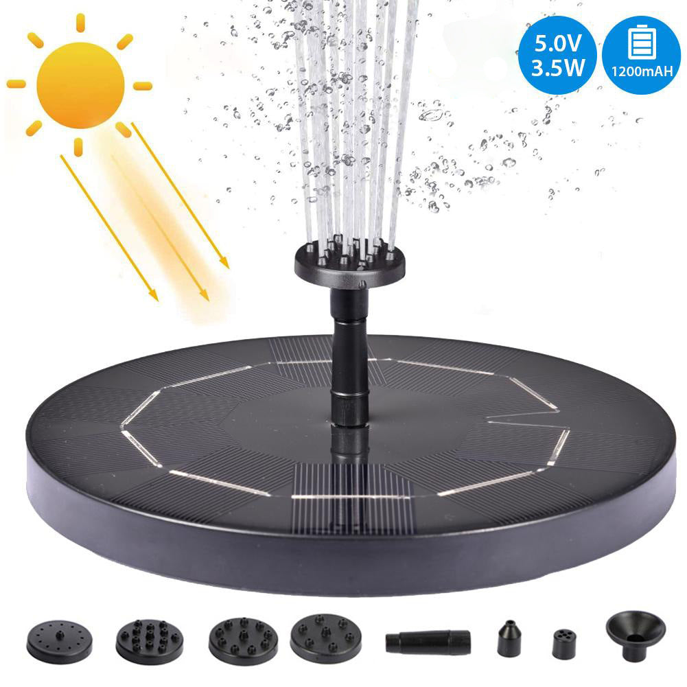 Zonne-energie Vogelbad Fonteinpomp – 1.5W Zwevende Waterpomp met 4 Spuitkoppen voor Tuin, Vijver & Buiteninrichting