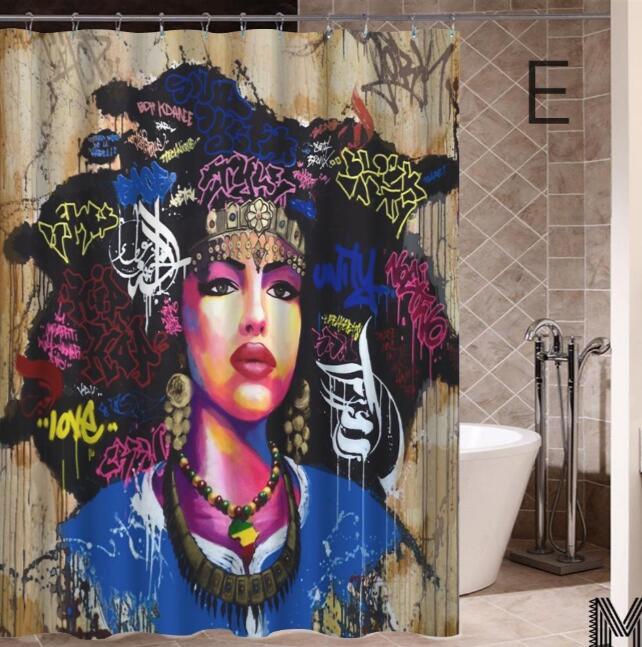 Iris – Douchegordijn met Graffiti Kunst van een Afrikaanse Meisje