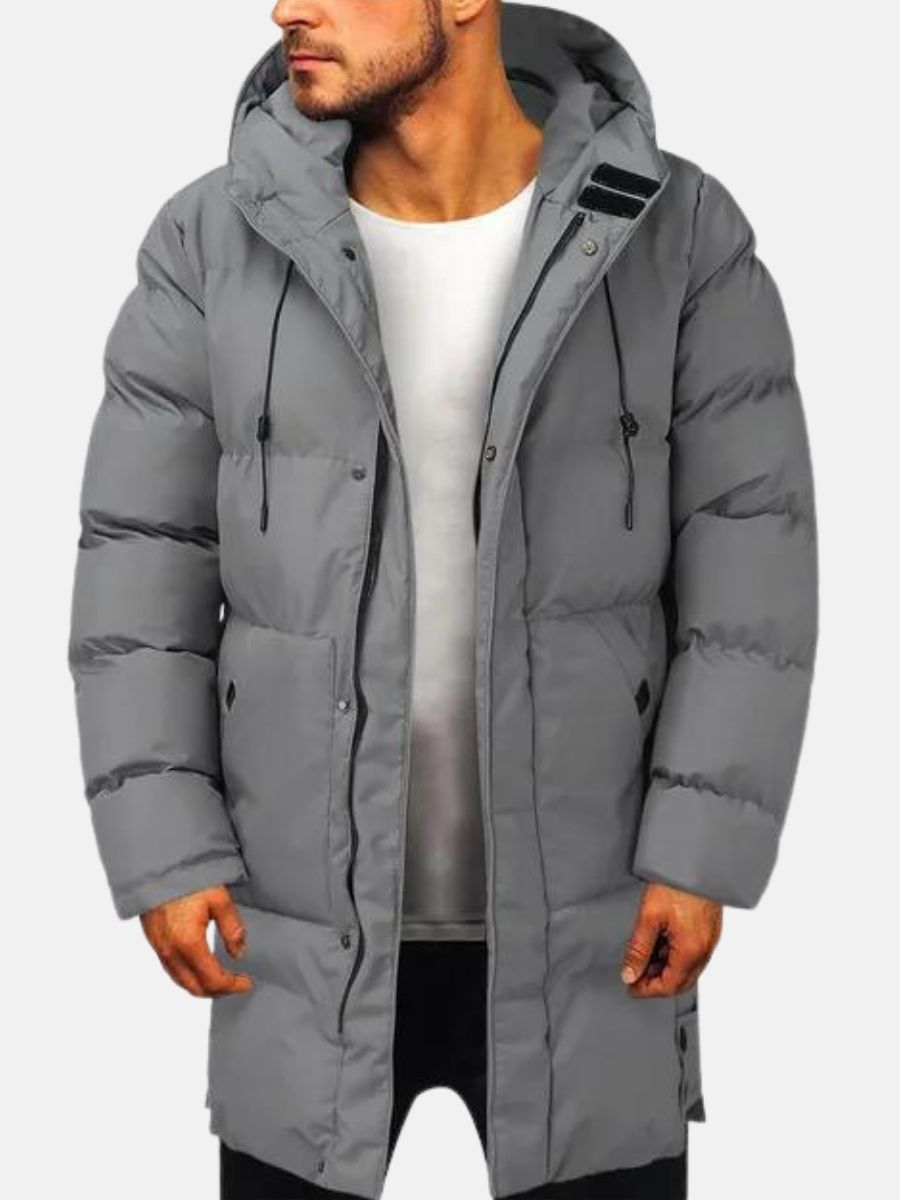 Men's Winter Parka Jacket Long Puffer Hooded Warm Outdoor Casual Coat