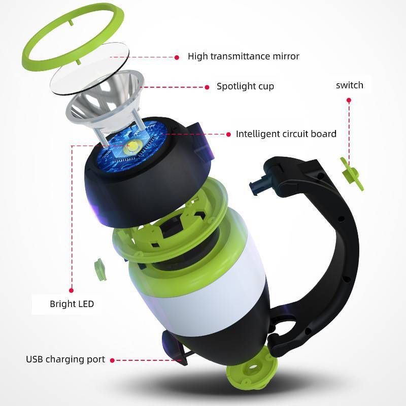 Leontine – 3-in-1 Multifunctionele Tafellamp met LED Tentlamp en Oplaadbare Noodlamp