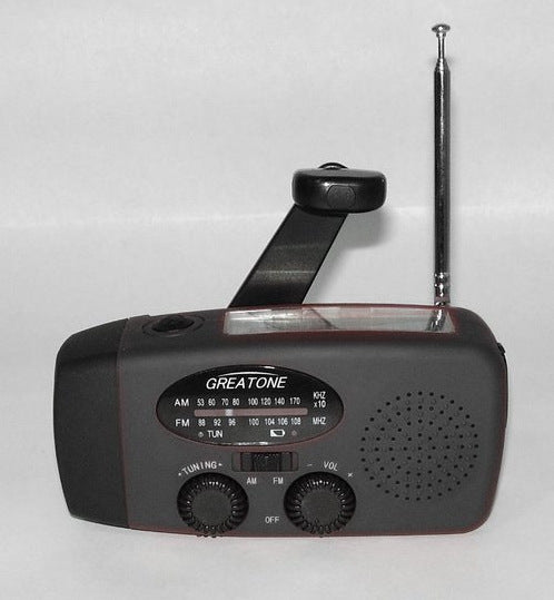 Zonne-oplaadbare Noodradio met Zaklamp – USB, Dynamo, LED Verlichting – Rood