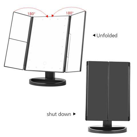 Orion – Driezijdige Opvouwbare Vergrotende Make-up Spiegel met Lamp