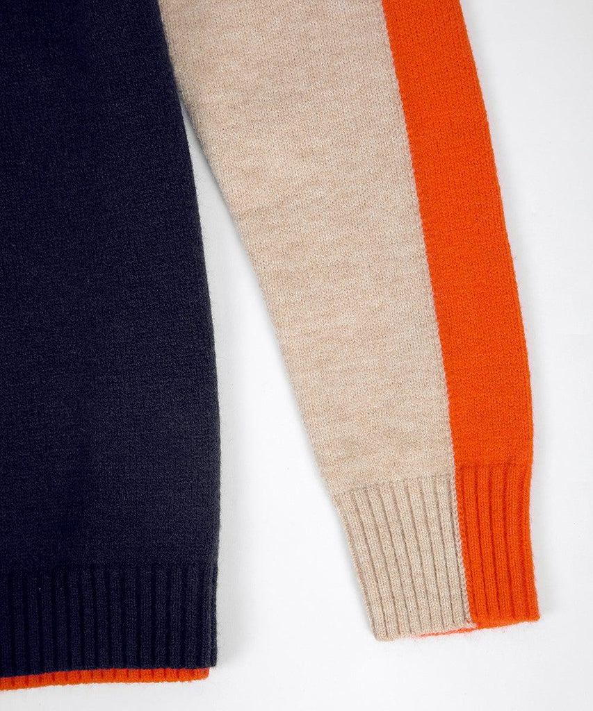 Women's Modern Urban Striped Pullover Sweater - Slim Fit, Graphic Colorblock Style