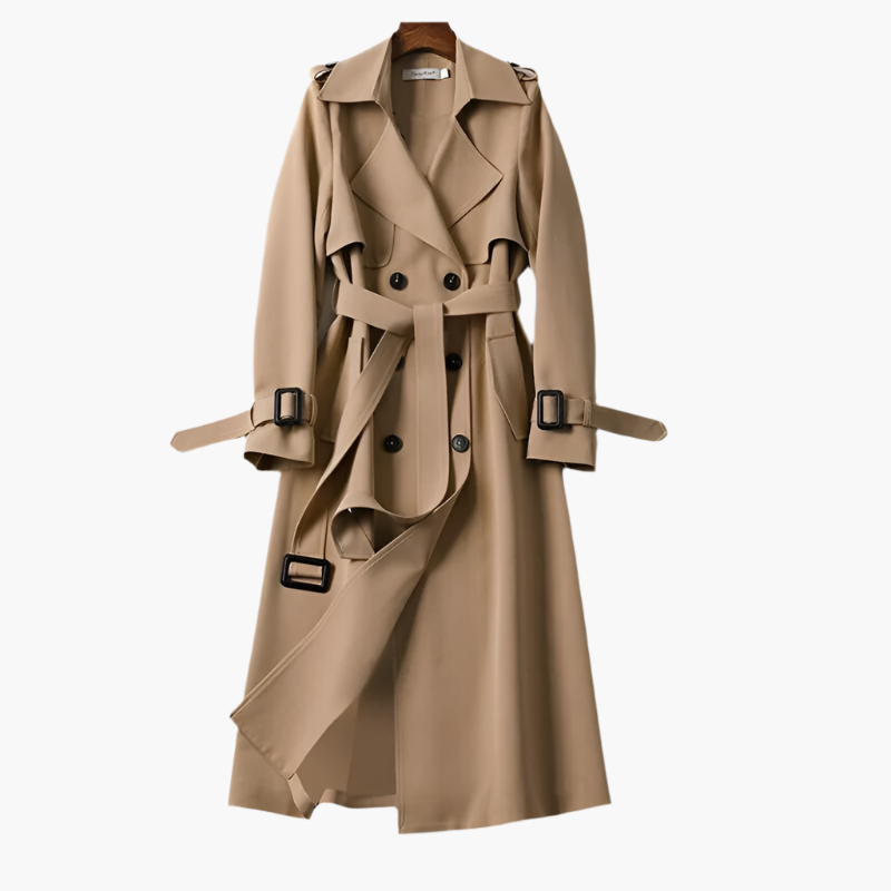 Women's Classic Double-Breasted Trench Coat Elegant Long Overcoat for All Occasions