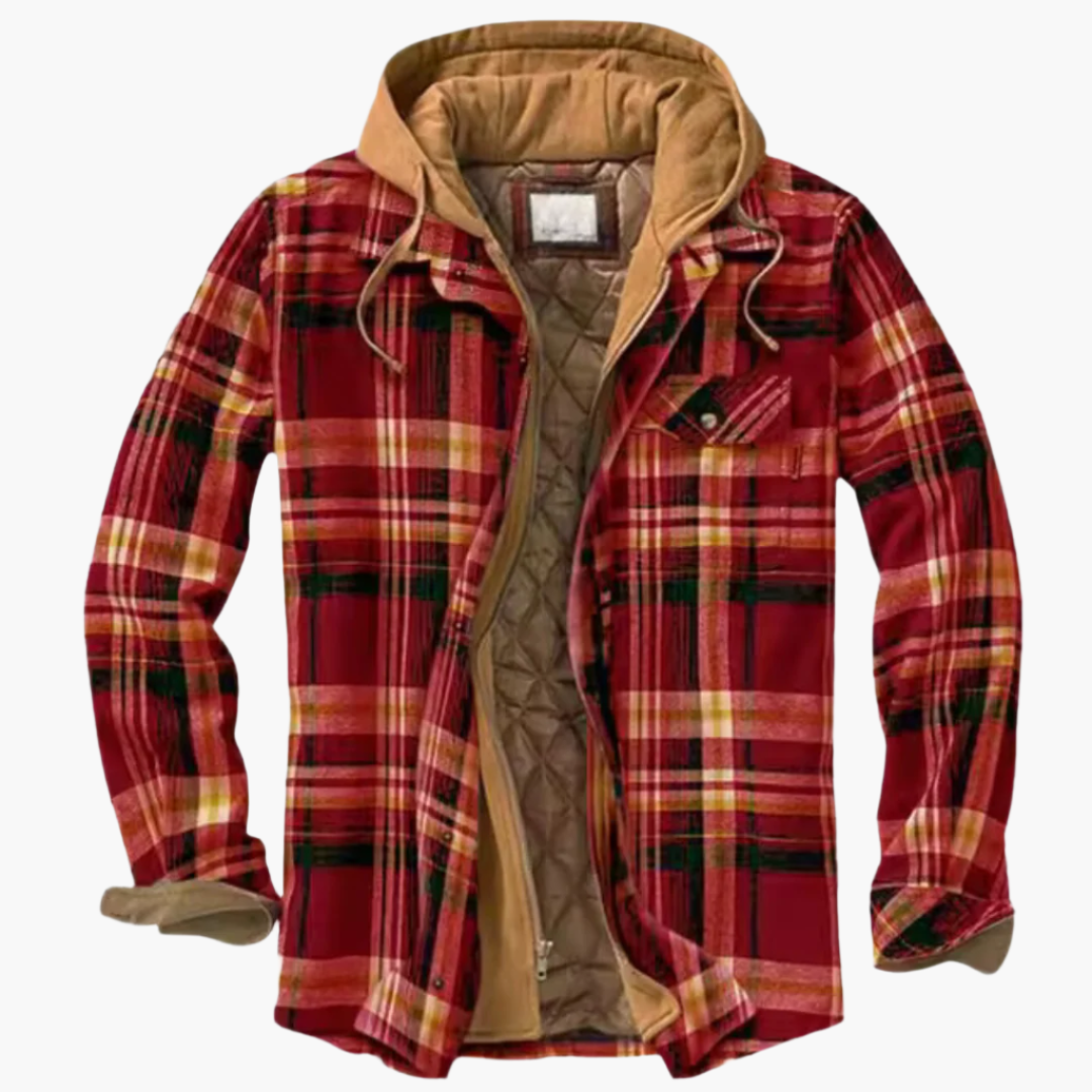 Men's Hooded Plaid Outdoor Jacket - Classic Lumberjack Style for Everyday and Adventure