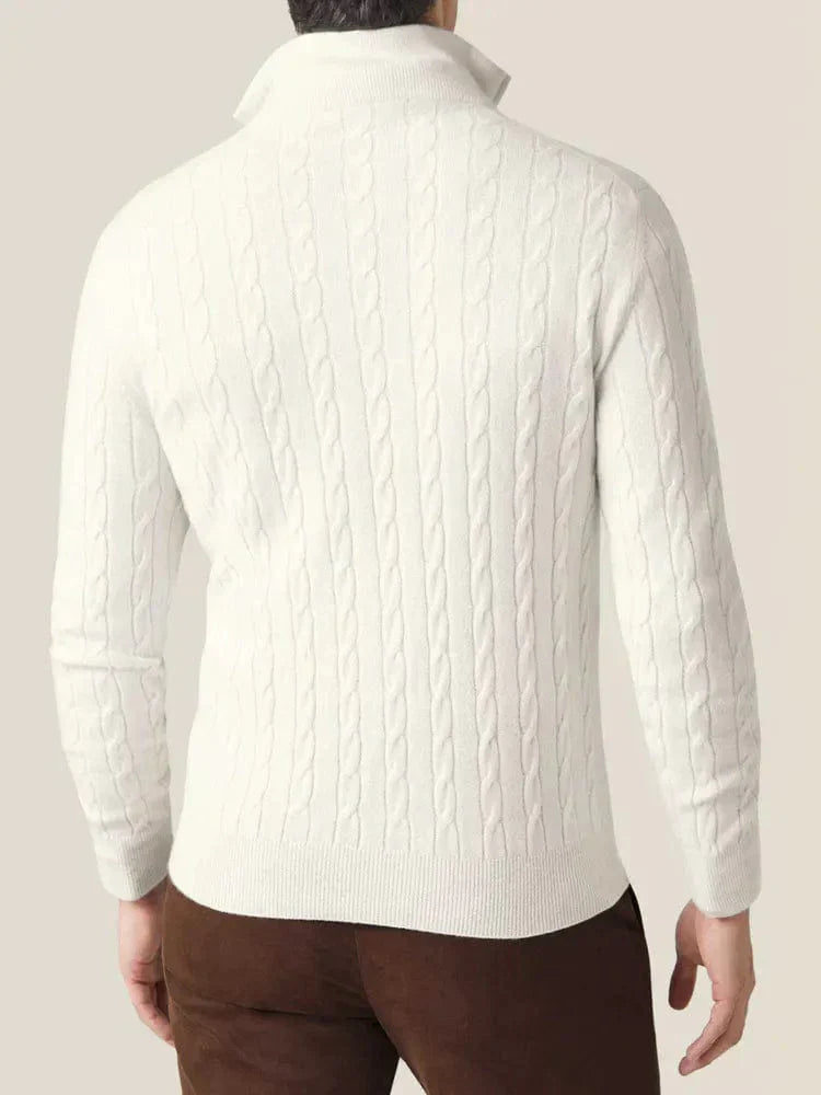 Men's Classic Cable-Knit Quarter-Zip Sweater – Versatile Smart Casual Style