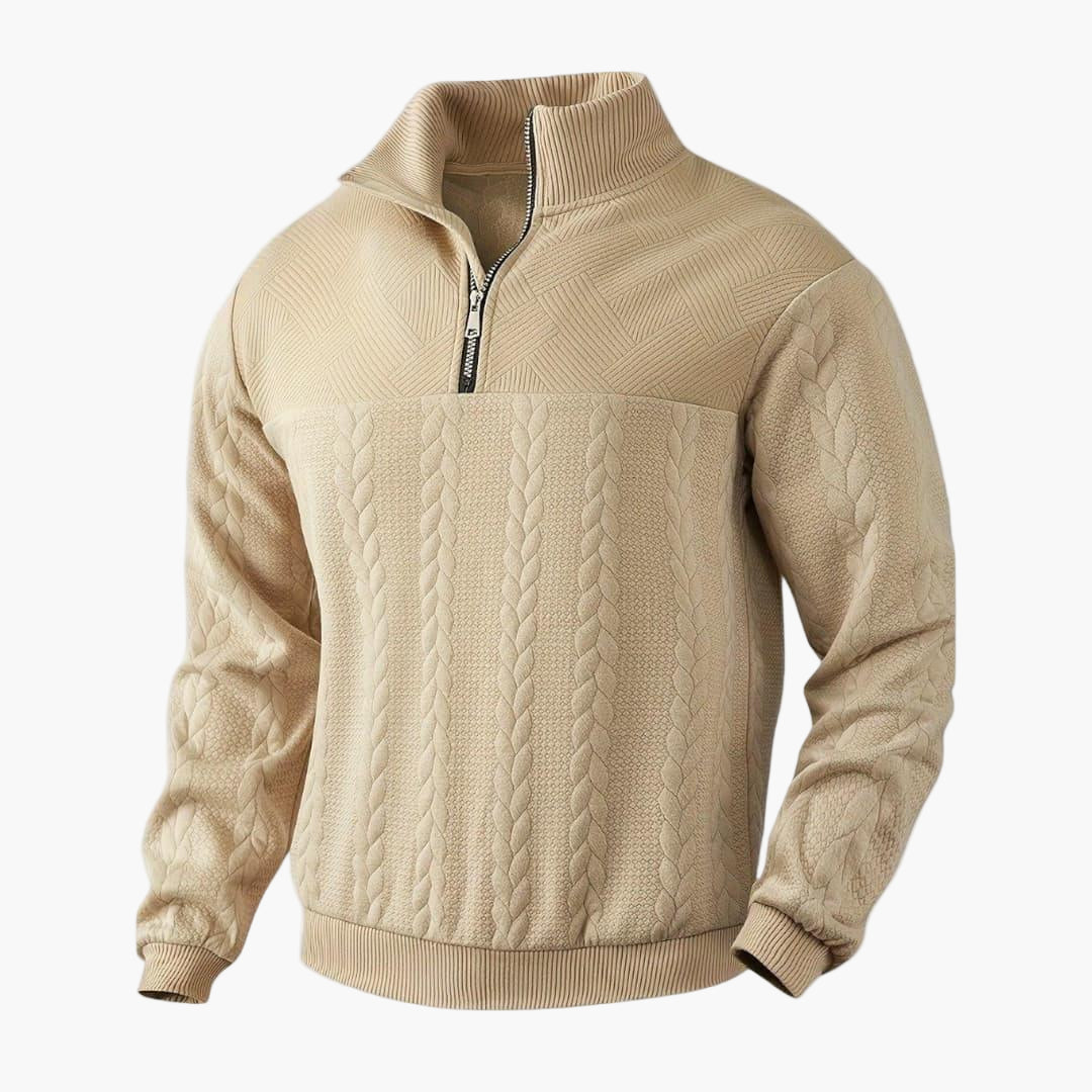 Men's Half-Zip Cable Knit Pullover Sweater for Casual and Everyday Style