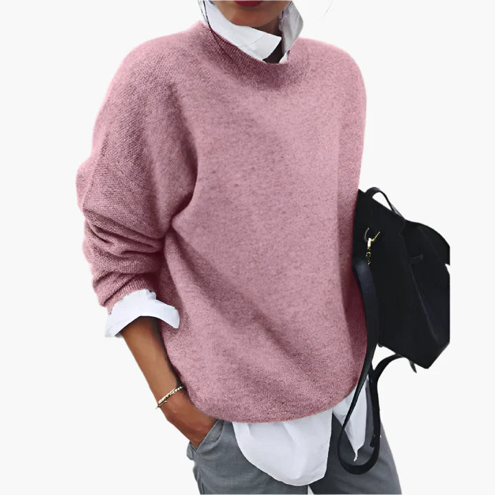 Women's Relaxed Fit Crew Neck Sweater – Casual Elegant Pullover Top