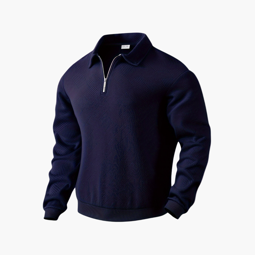 Men's Quarter-Zip Vintage Geometric Sweater – Relaxed Fit, Everyday Style