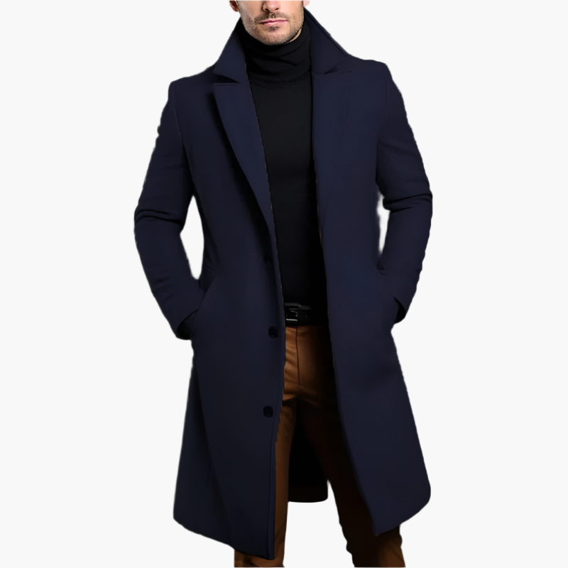Men's Classic Long Overcoat – Elegant Winter Business and Casual Style