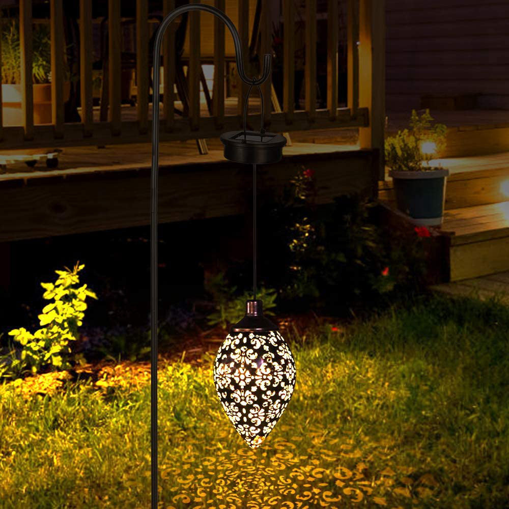 Zonnelantaarn Hanglamp met Warm Wit LED – IP55 Waterdicht | Decoratieve Tuinverlichting in Metaal | Tot 8 Uur Brandtijd