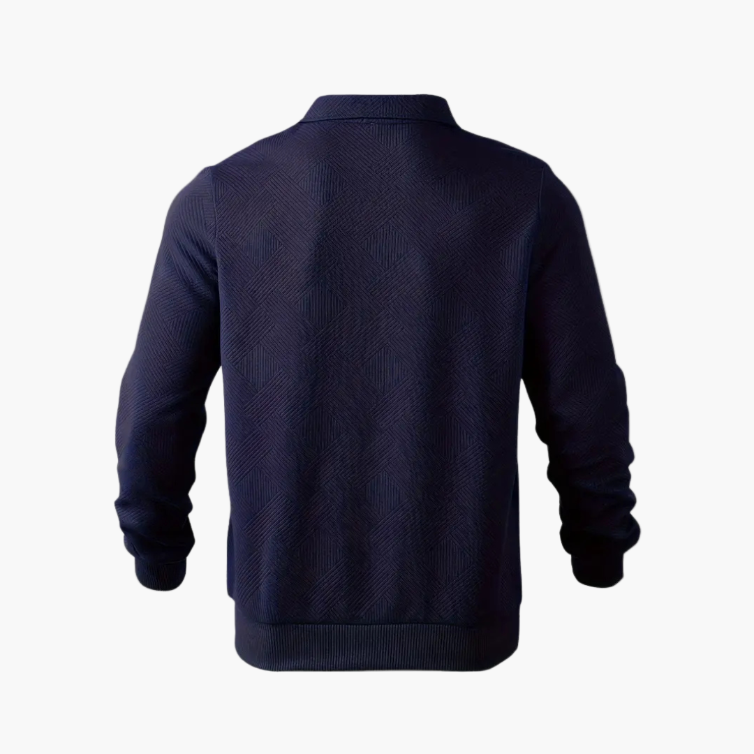 Men's Quarter-Zip Vintage Geometric Sweater – Relaxed Fit, Everyday Style