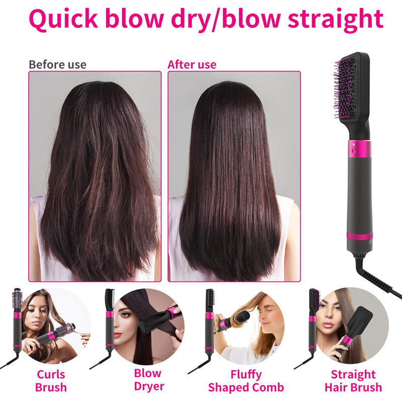 5-in-1 Föhnborstel Set – Haardroger & Stylingtool met Verwisselbare Borstels, 1200W, Verstelbare Warmte, Anti-Verbrandingsontwerp