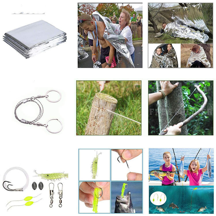 14-in-1 Survivalpakket met Tactisch Mes, Zaklamp, Kompas, EHBO en Meer – Outdoor Noodpakket voor Avonturiers