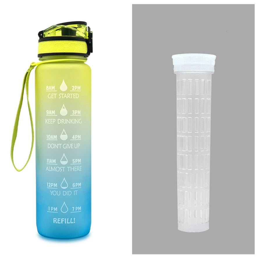 1L Motiverende Drinkfles met Tijdmarkeringen – Lekvrije BPA-vrije Tritan Sportfles – Kleurovergang Design