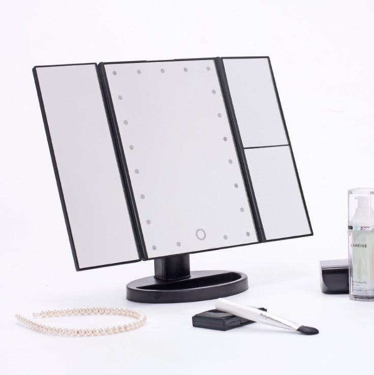 Orion – Driezijdige Opvouwbare Vergrotende Make-up Spiegel met Lamp