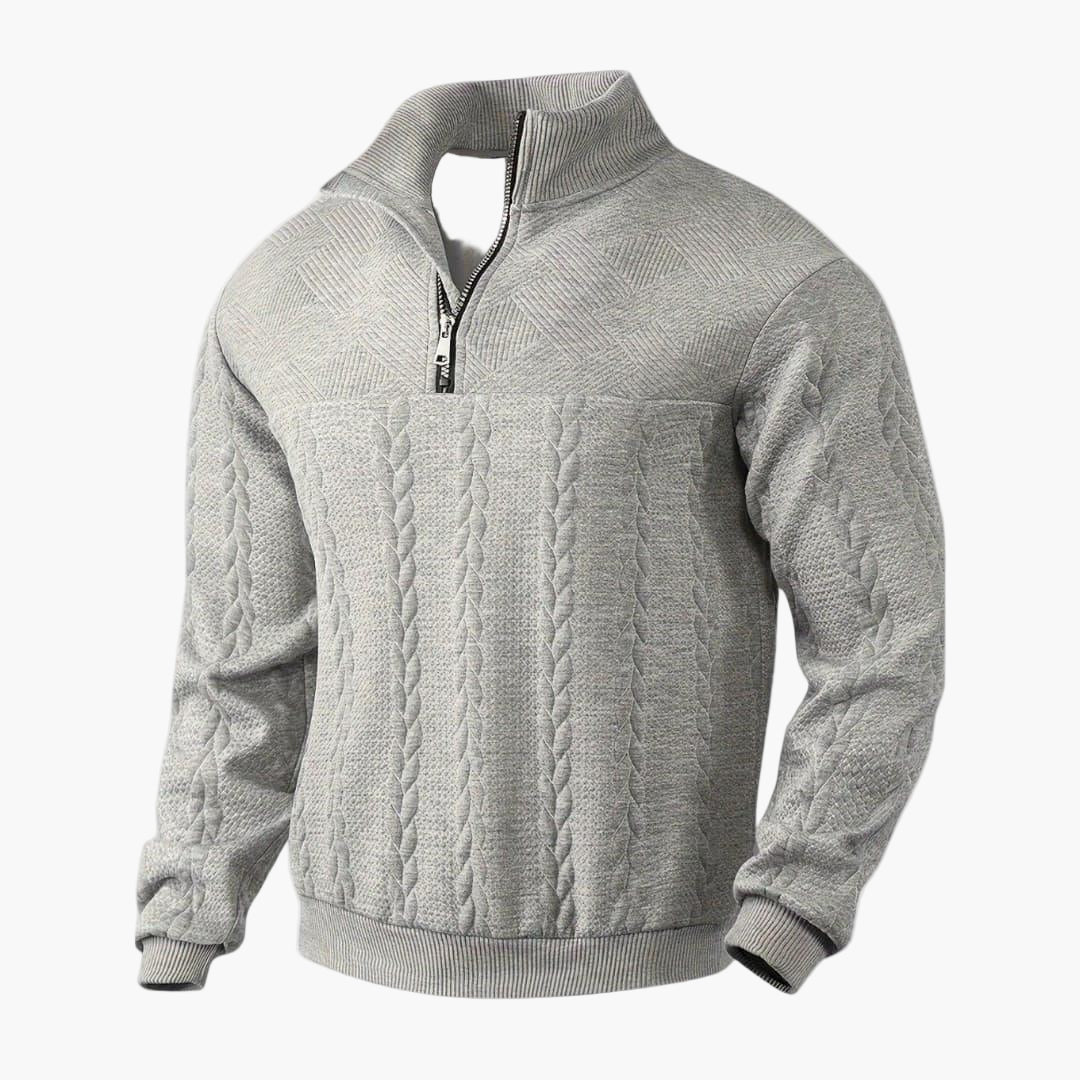 Men's Half-Zip Cable Knit Pullover Sweater for Casual and Everyday Style