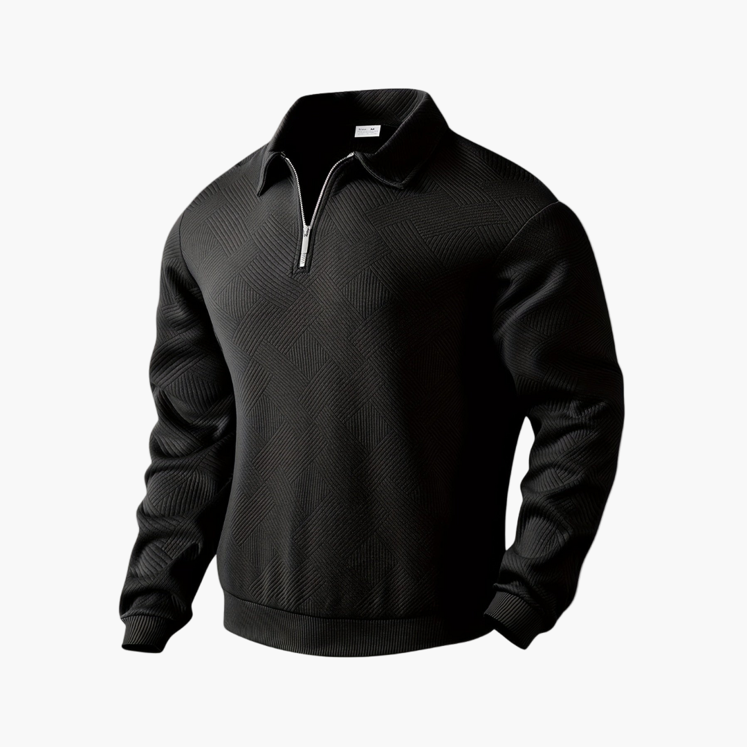Men's Quarter-Zip Vintage Geometric Sweater – Relaxed Fit, Everyday Style