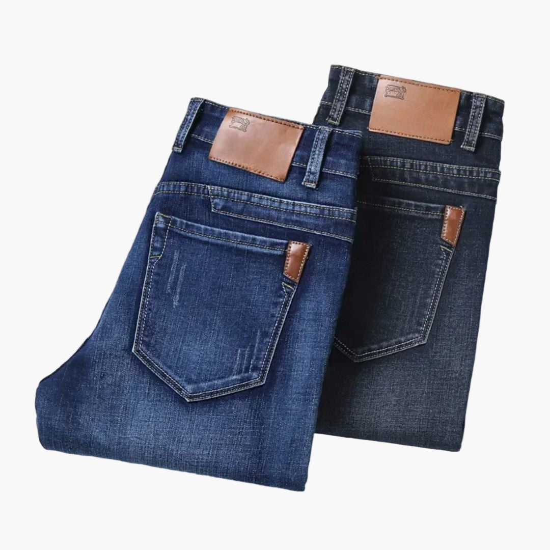 Men's Classic Slim Traveler Jeans - Casual Straight Fit Stretch Denim