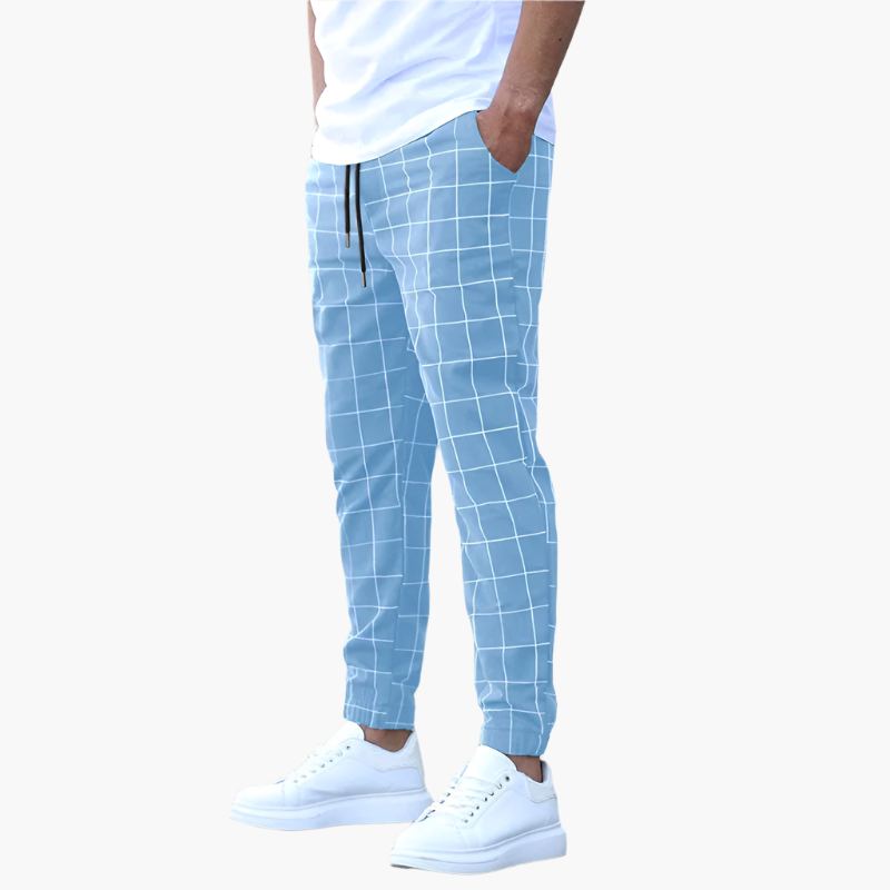 Men's Casual Checked Jogger Pants – Modern Fit Everyday Streetwear