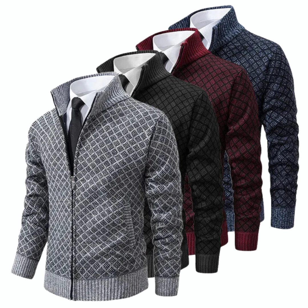 Men's Stylish Slim Fit Zip-Up Business Cardigan Jacket