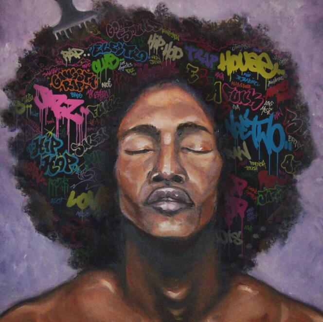 Iris – Douchegordijn met Graffiti Kunst van een Afrikaanse Meisje