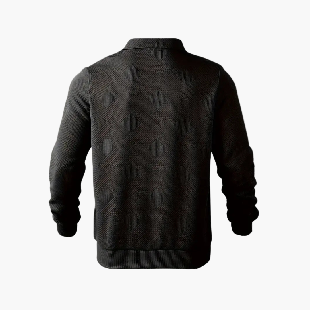Men's Quarter-Zip Vintage Geometric Sweater – Relaxed Fit, Everyday Style