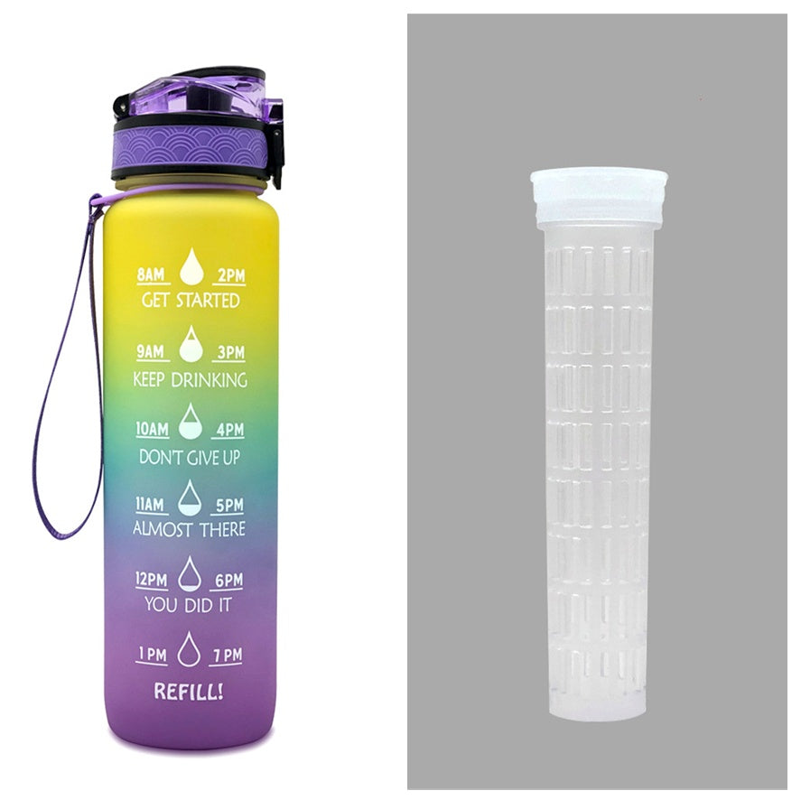 1L Motiverende Drinkfles met Tijdmarkeringen – Lekvrije BPA-vrije Tritan Sportfles – Kleurovergang Design