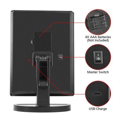 Orion – Driezijdige Opvouwbare Vergrotende Make-up Spiegel met Lamp