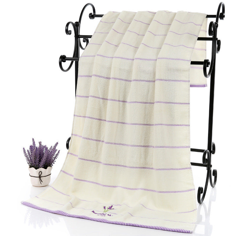 Coraline – Zacht Absorberend Geborduurd Gestreept Badhanddoek