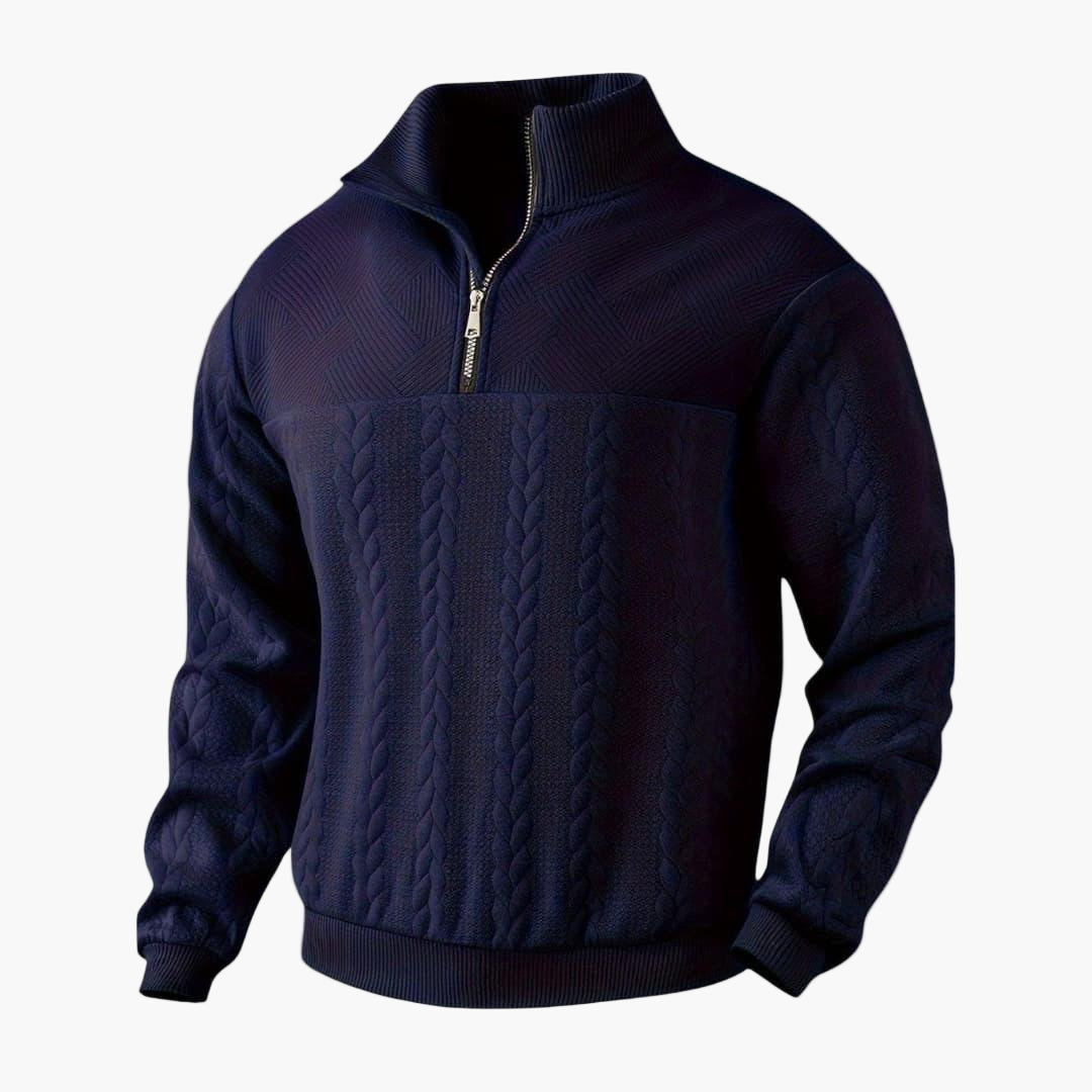 Men's Half-Zip Cable Knit Pullover Sweater for Casual and Everyday Style