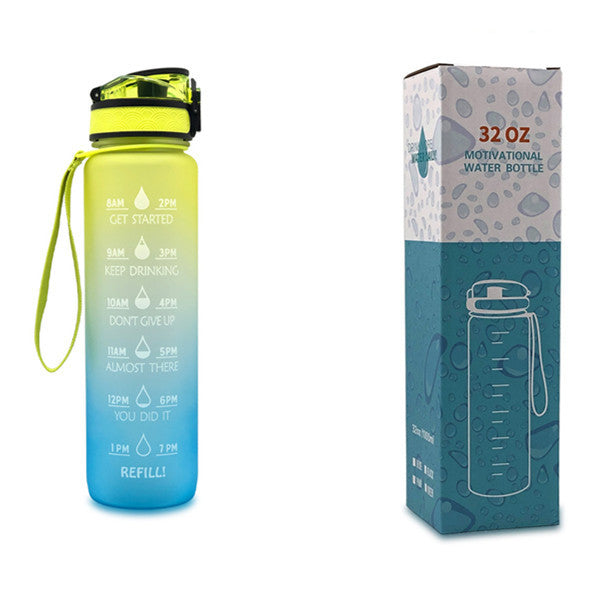 1L Motiverende Drinkfles met Tijdmarkeringen – Lekvrije BPA-vrije Tritan Sportfles – Kleurovergang Design