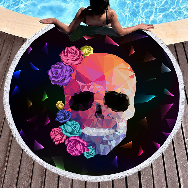 Flint – Ronde Strandhanddoek van Microvezel met Kwastjes