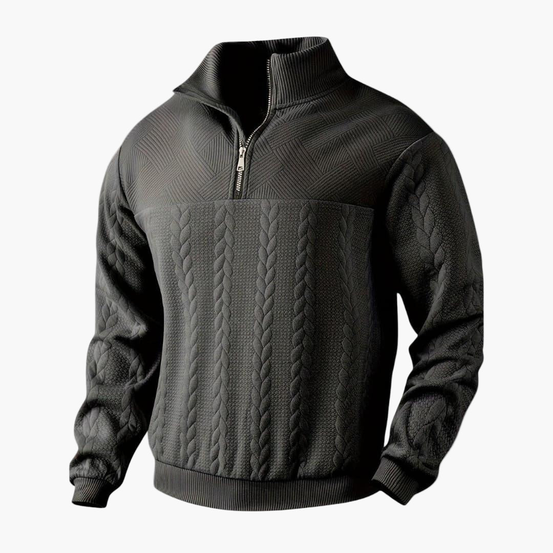 Men's Half-Zip Cable Knit Pullover Sweater for Casual and Everyday Style