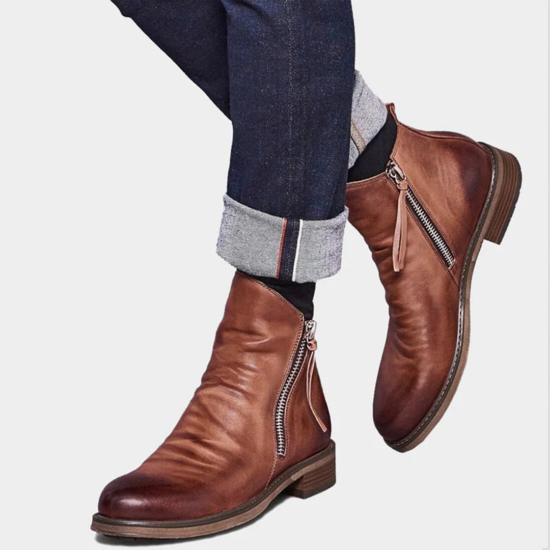 Men's Classic Ankle Boots with Side Zip – Sleek Modern Everyday Style