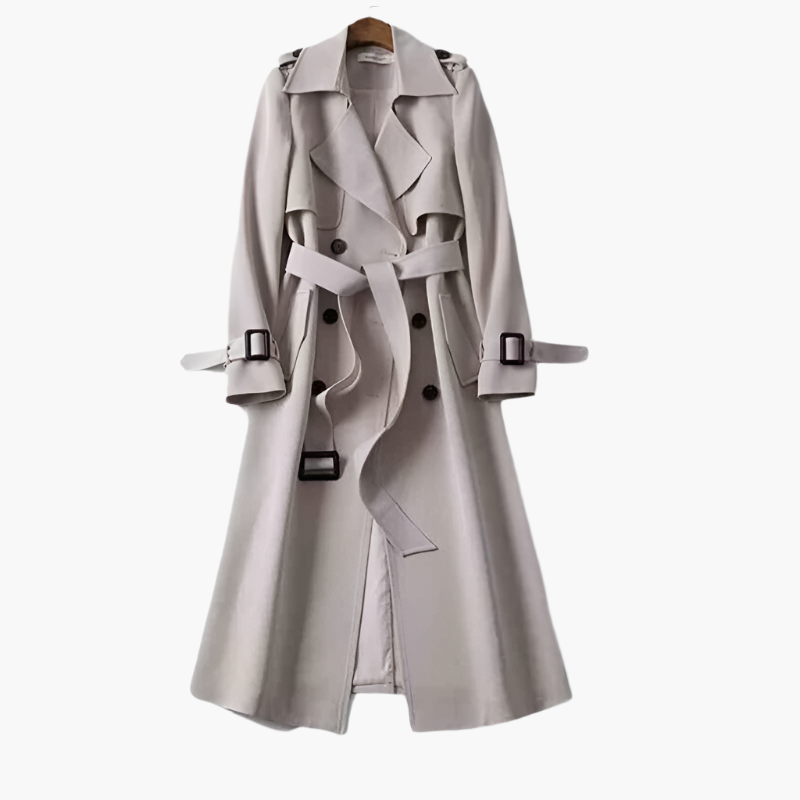 Women's Classic Double-Breasted Trench Coat Long Elegant Overcoat