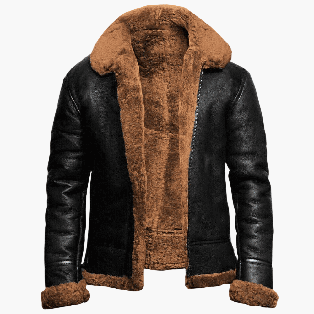 Men's Winter Aviator Shearling Style Jacket – Trendy Warm Outerwear for Cold Weather