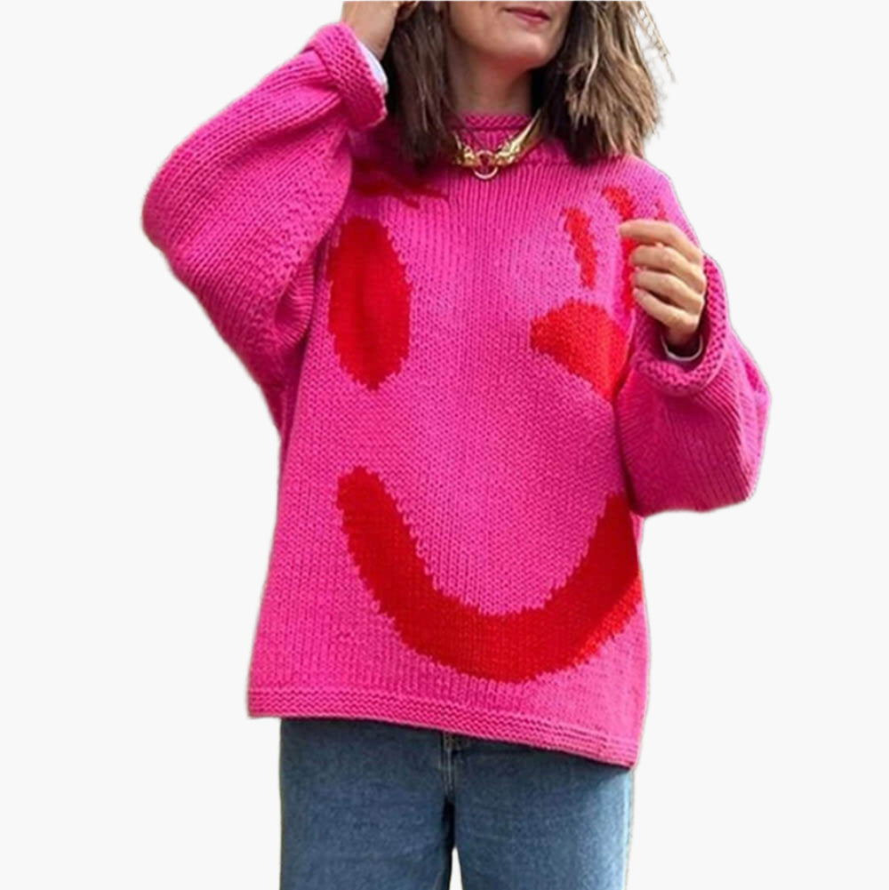 Women's Artistic Graphic Knit Jumper Casual Relaxed Fit Sweater