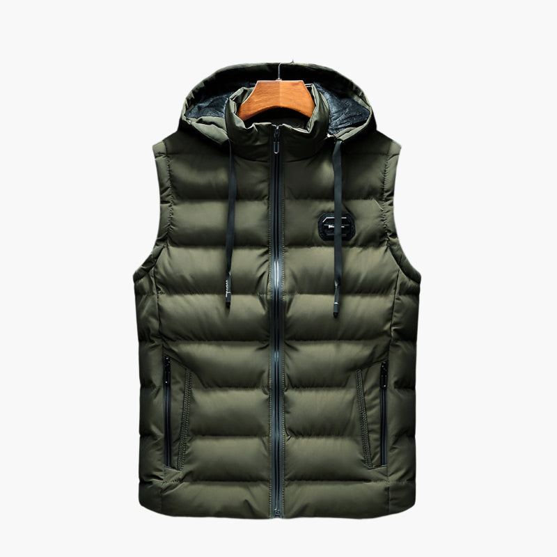 Men's Outdoor Thermal Puffer Vest with Hood – Modern Performance Style