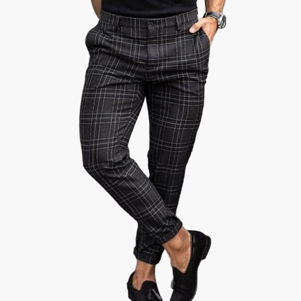 Men's Slim Fit Plaid Chino Pants – Trendy Casual Trousers for Everyday Style